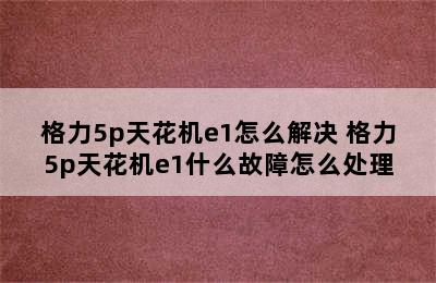 格力5p天花机e1怎么解决 格力5p天花机e1什么故障怎么处理